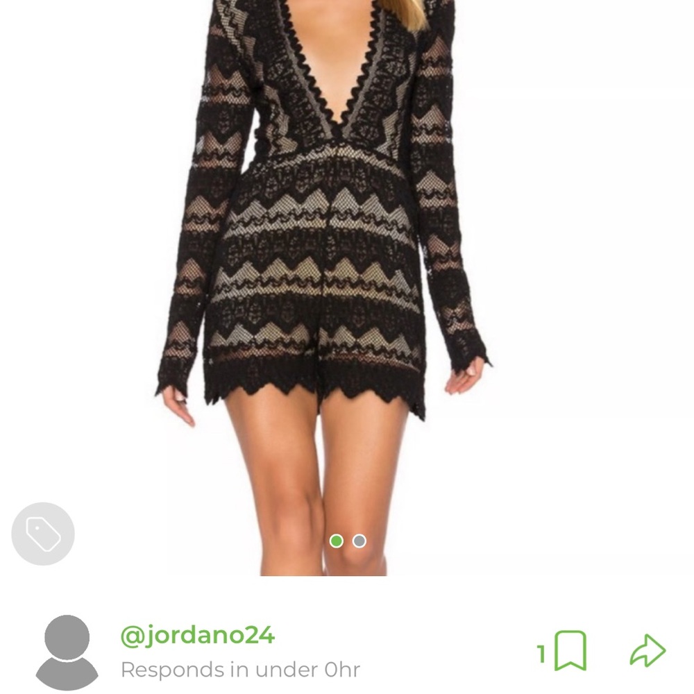 Black and Cream Lace Plunge Romper